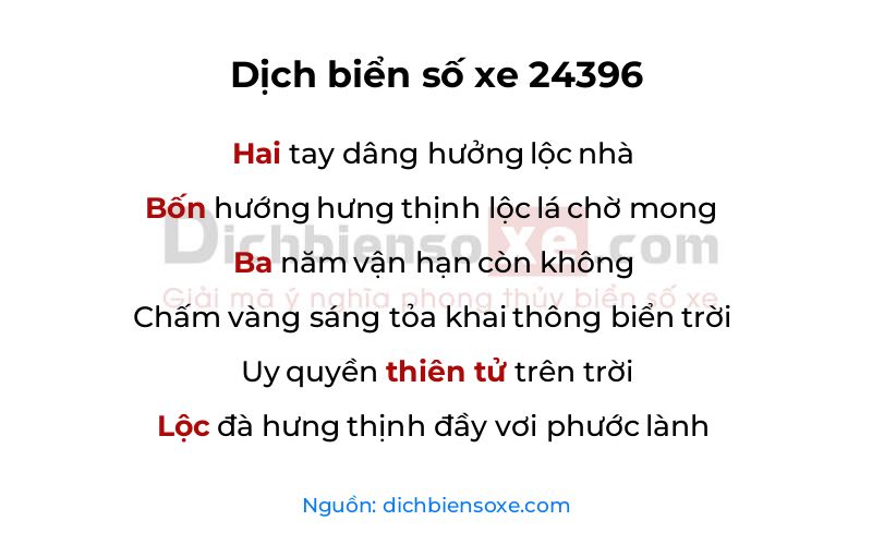 Dịch thơ biển số 24396