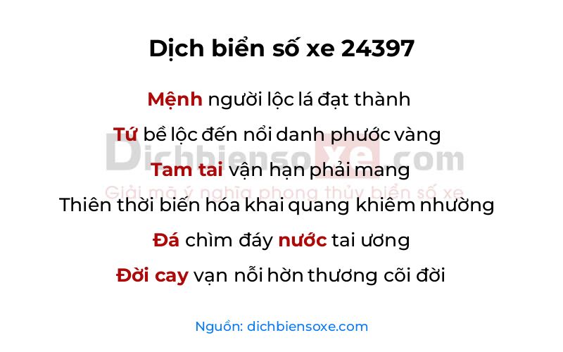 Dịch thơ biển số 24397