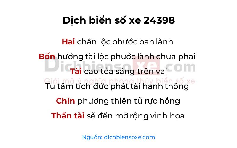 Dịch thơ biển số 24398