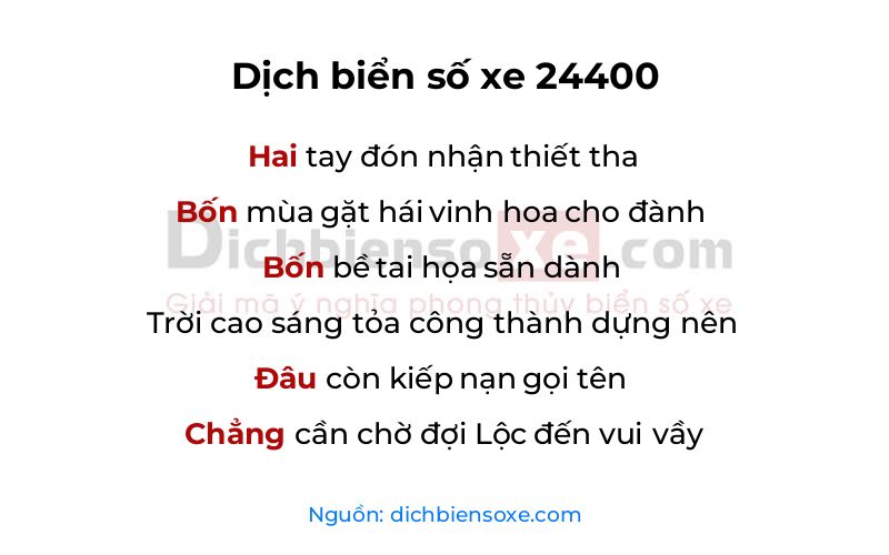 Dịch thơ biển số 24400