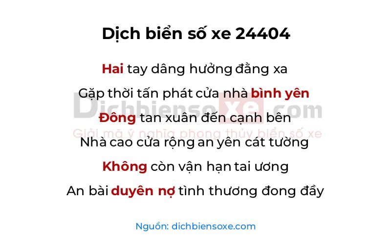 Dịch thơ biển số 24404