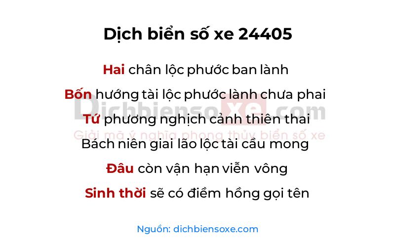 Dịch thơ biển số 24405