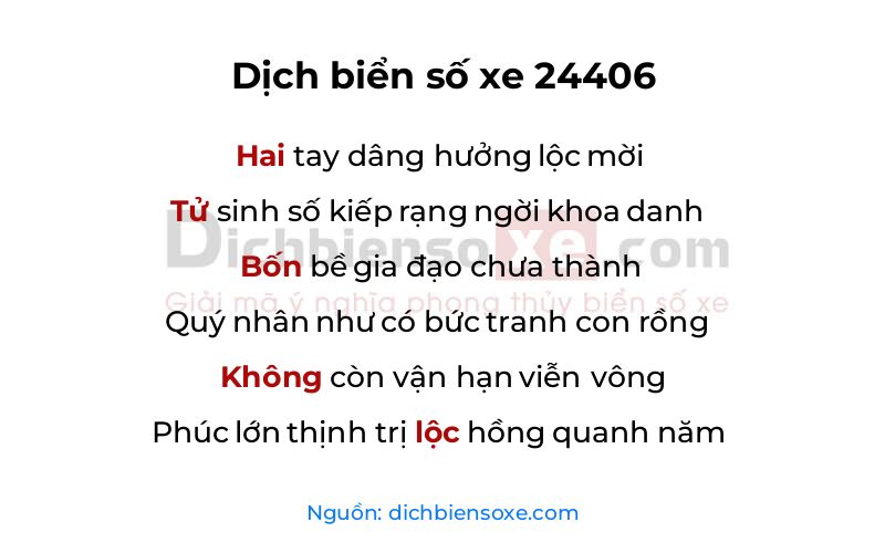 Dịch thơ biển số 24406