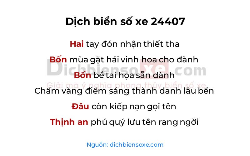 Dịch thơ biển số 24407