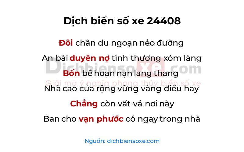 Dịch thơ biển số 24408