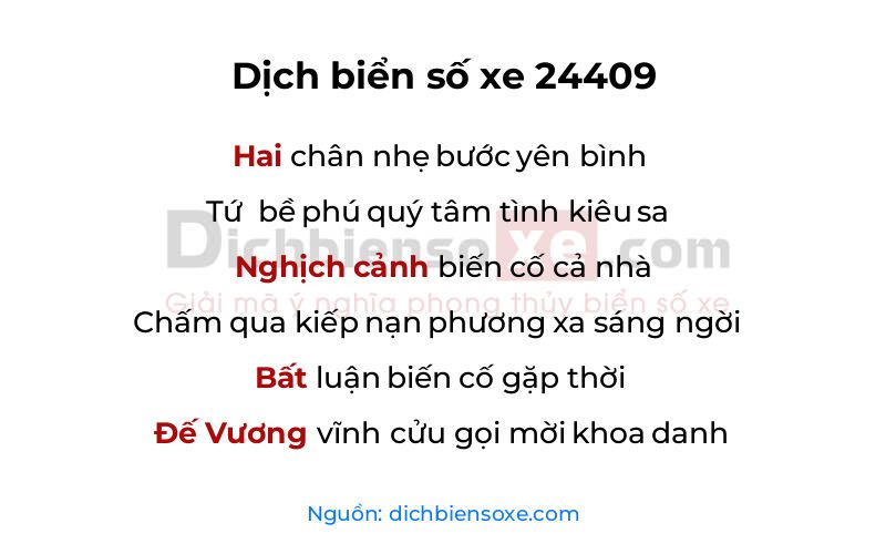 Dịch thơ biển số 24409