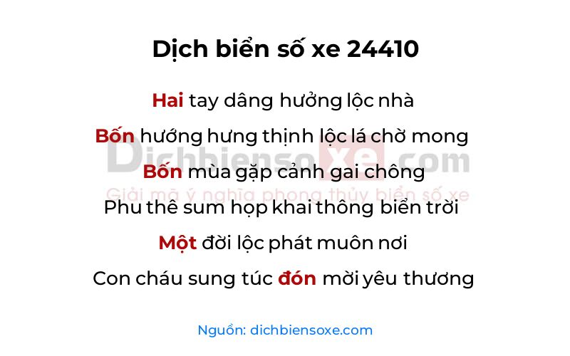 Dịch thơ biển số 24410