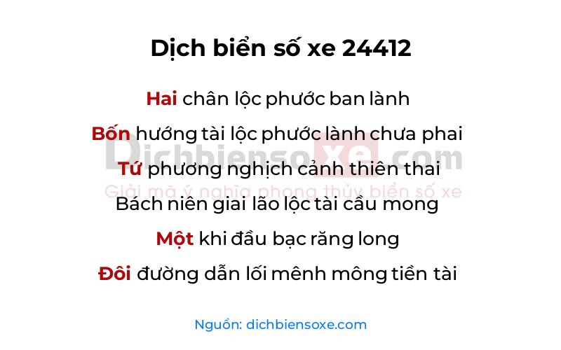 Dịch thơ biển số 24412