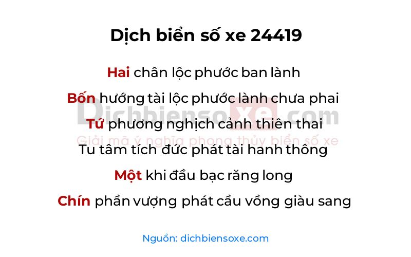 Dịch thơ biển số 24419