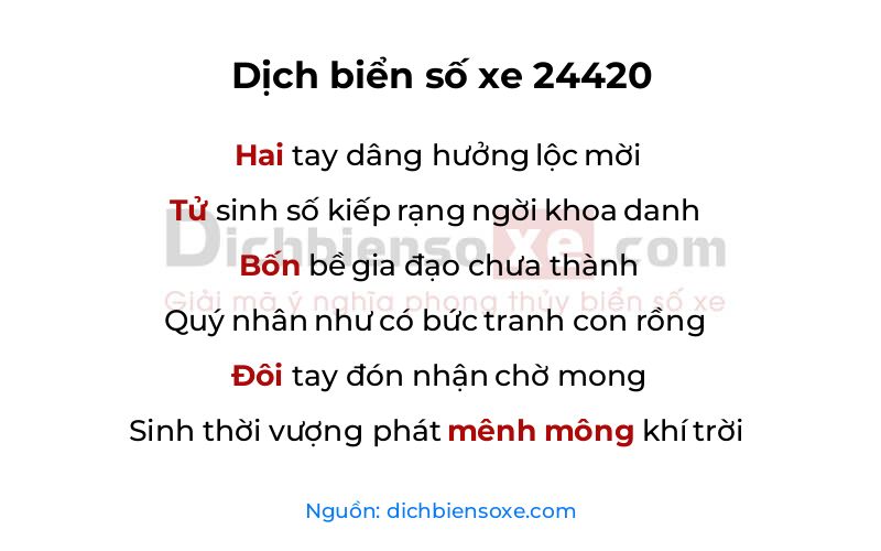 Dịch thơ biển số 24420