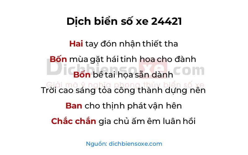 Dịch thơ biển số 24421