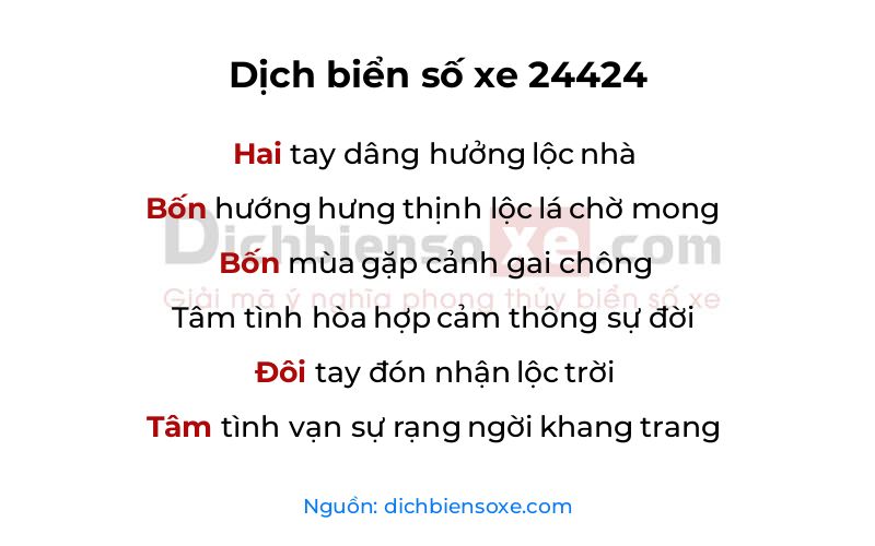 Dịch thơ biển số 24424