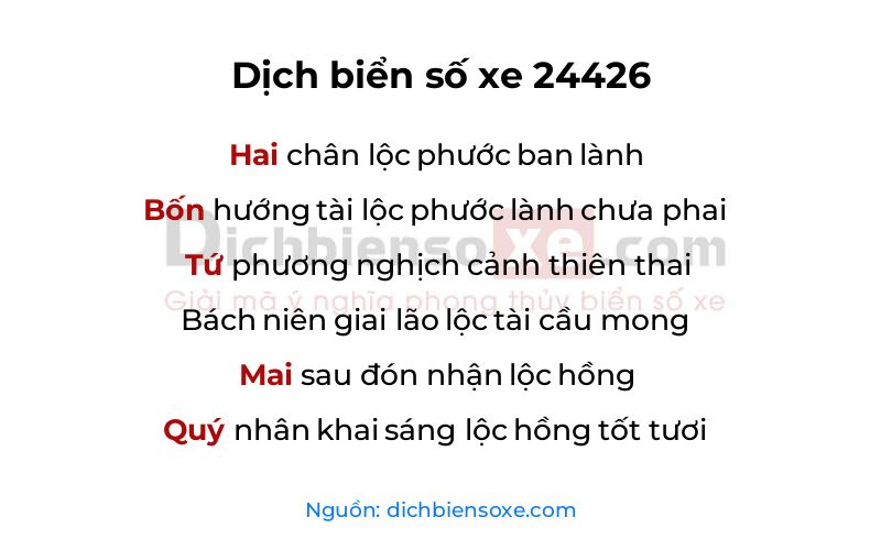 Dịch thơ biển số 24426