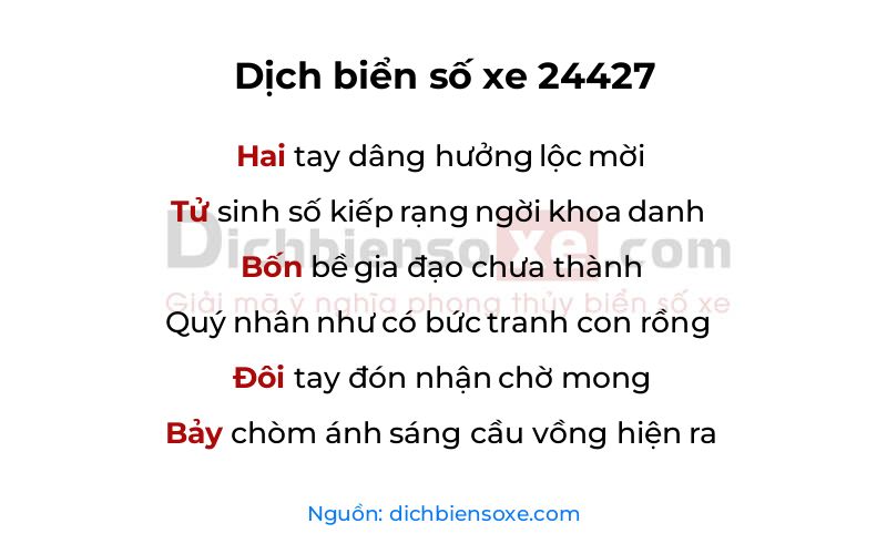 Dịch thơ biển số 24427