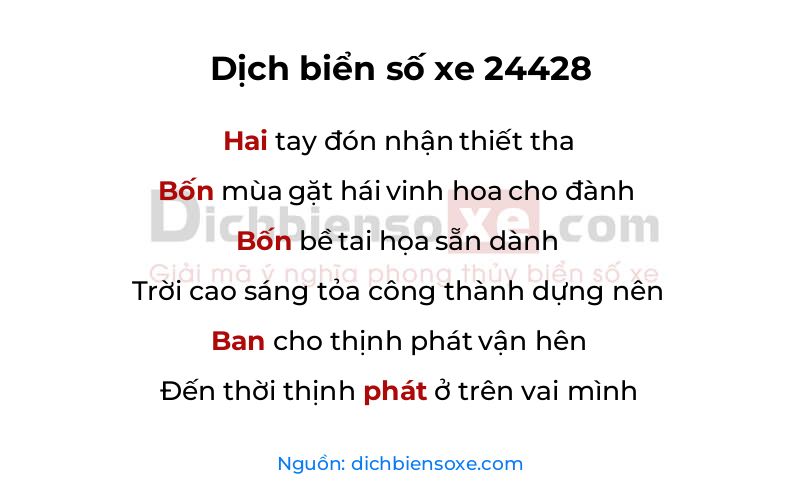 Dịch thơ biển số 24428