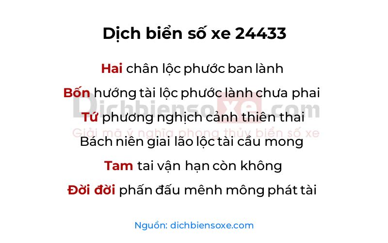 Dịch thơ biển số 24433