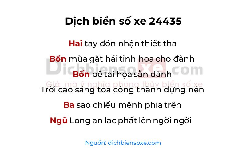 Dịch thơ biển số 24435