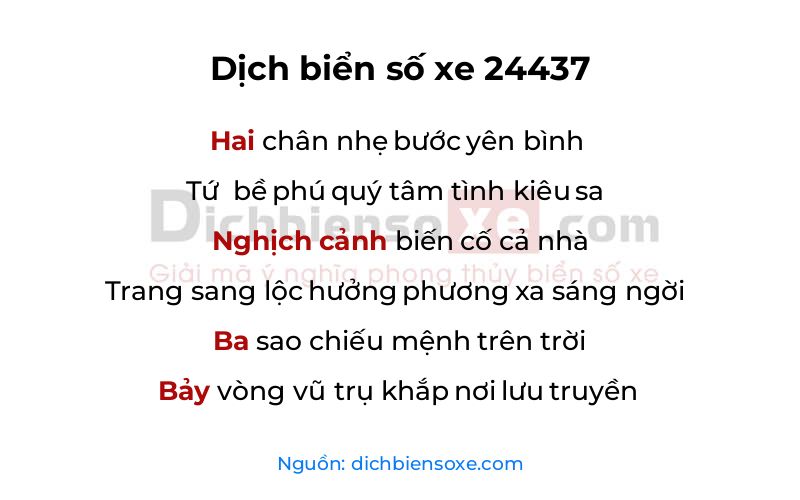 Dịch thơ biển số 24437