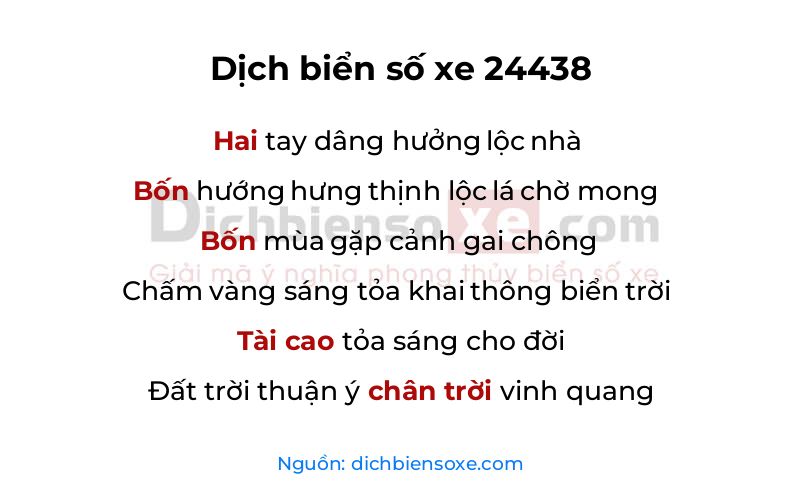 Dịch thơ biển số 24438