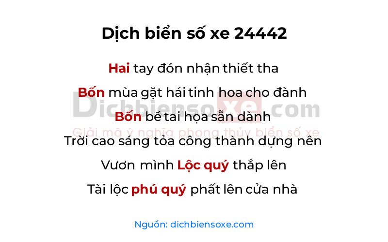 Dịch thơ biển số 24442
