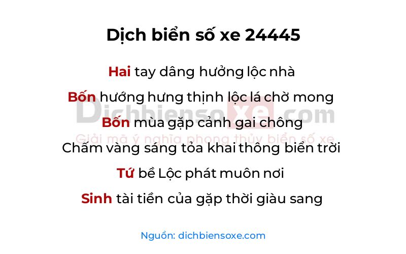 Dịch thơ biển số 24445