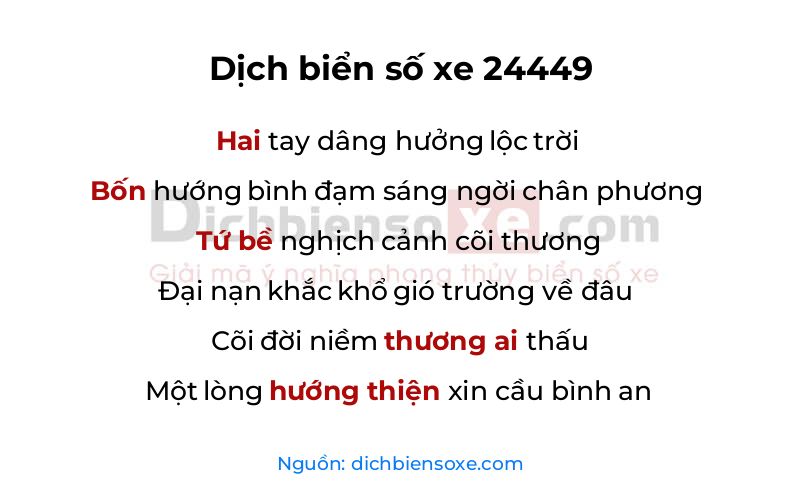 Dịch thơ biển số 24449