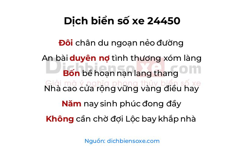 Dịch thơ biển số 24450