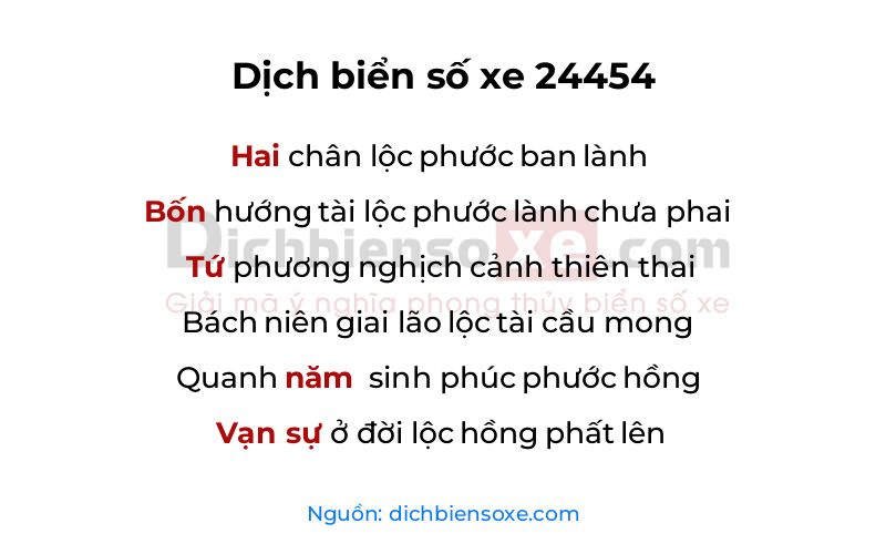 Dịch thơ biển số 24454