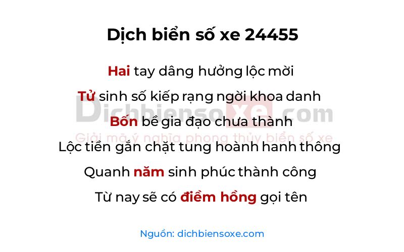 Dịch thơ biển số 24455