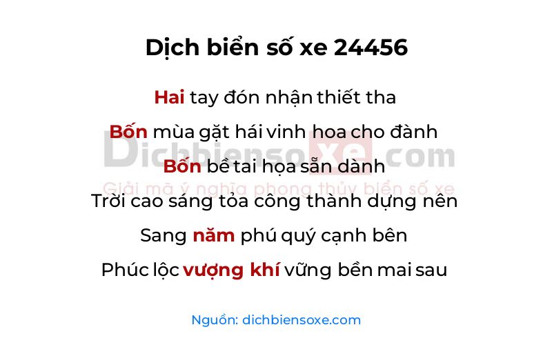 Dịch thơ biển số 24456