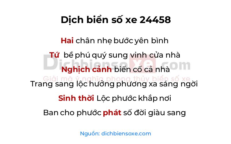 Dịch thơ biển số 24458