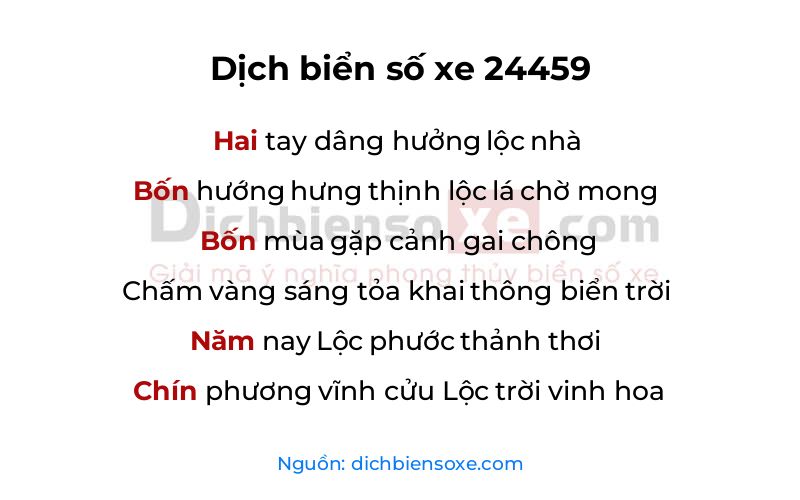 Dịch thơ biển số 24459