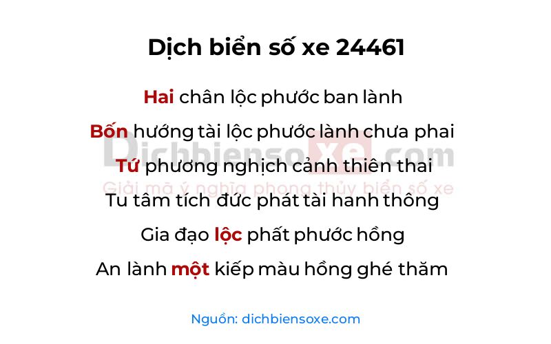 Dịch thơ biển số 24461