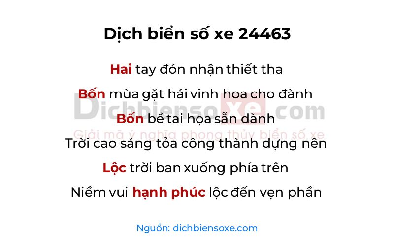 Dịch thơ biển số 24463