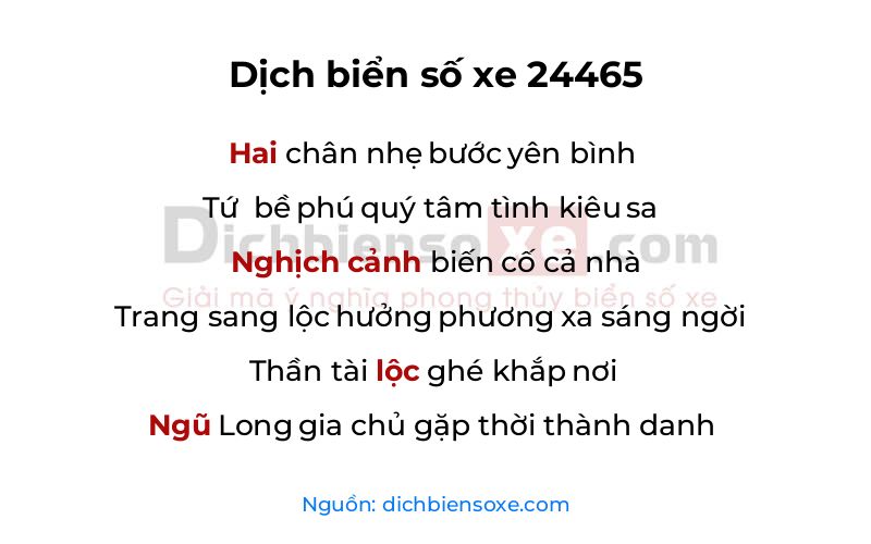 Dịch thơ biển số 24465