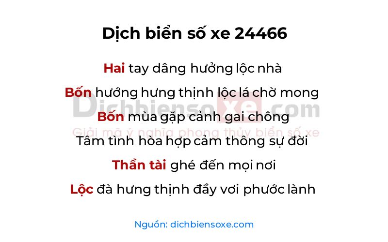 Dịch thơ biển số 24466