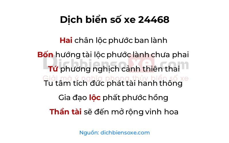 Dịch thơ biển số 24468