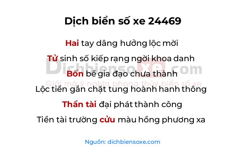 Dịch thơ biển số 24469