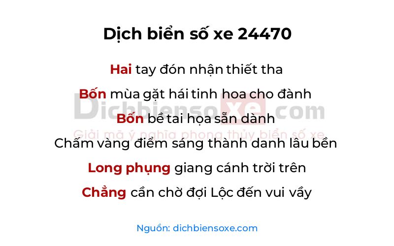 Dịch thơ biển số 24470