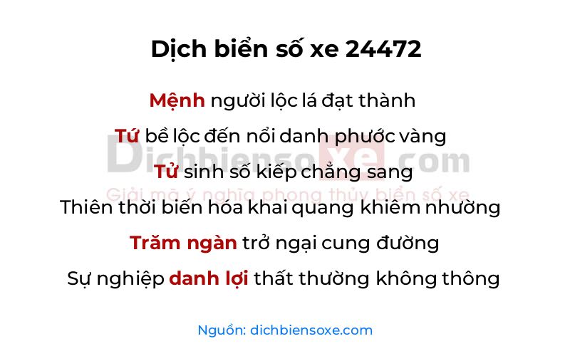 Dịch thơ biển số 24472
