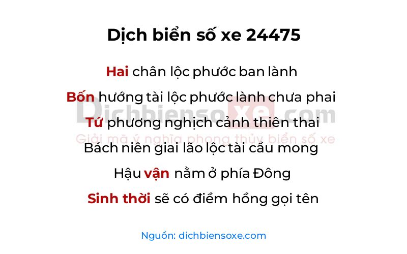 Dịch thơ biển số 24475