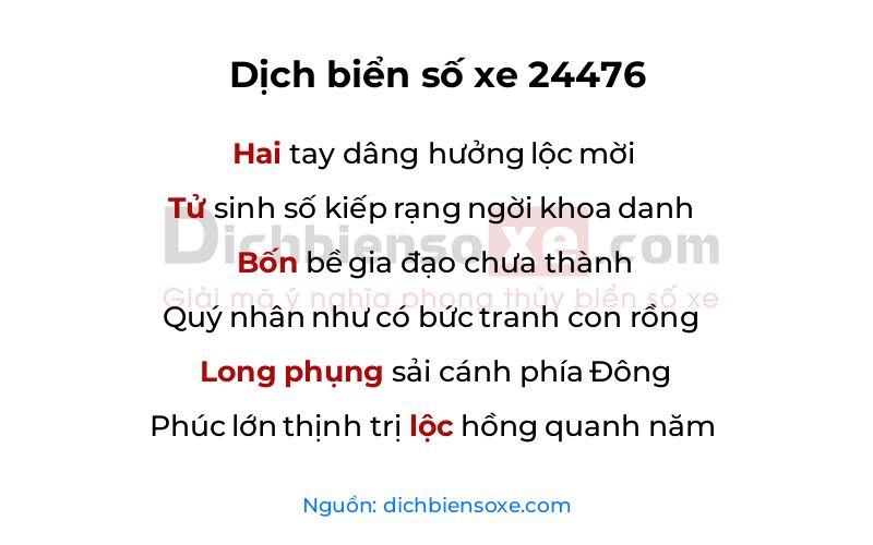 Dịch thơ biển số 24476