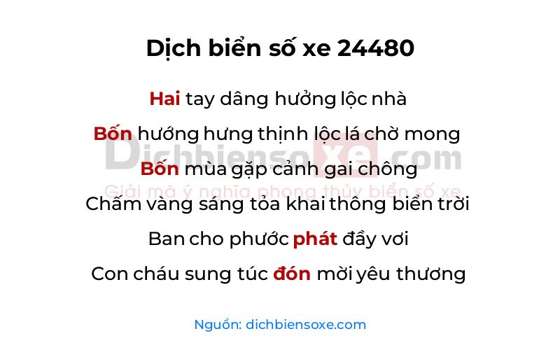 Dịch thơ biển số 24480