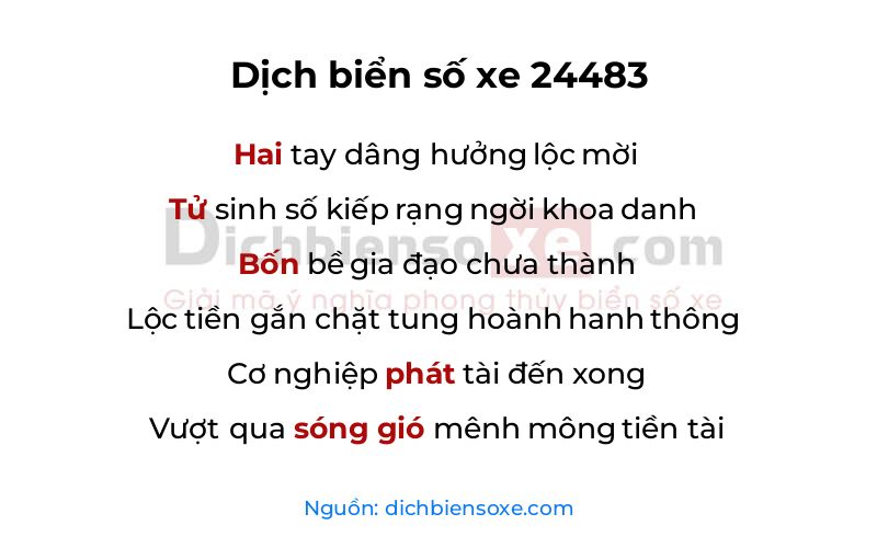 Dịch thơ biển số 24483