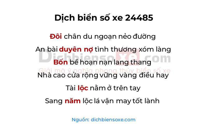 Dịch thơ biển số 24485
