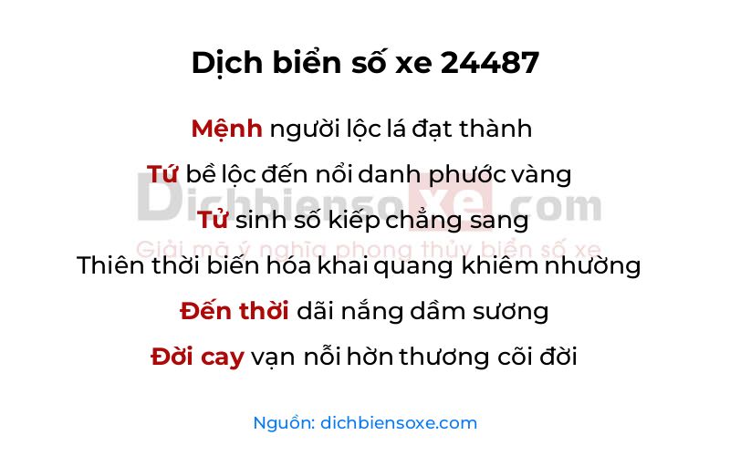 Dịch thơ biển số 24487