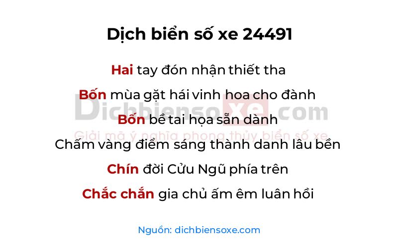 Dịch thơ biển số 24491