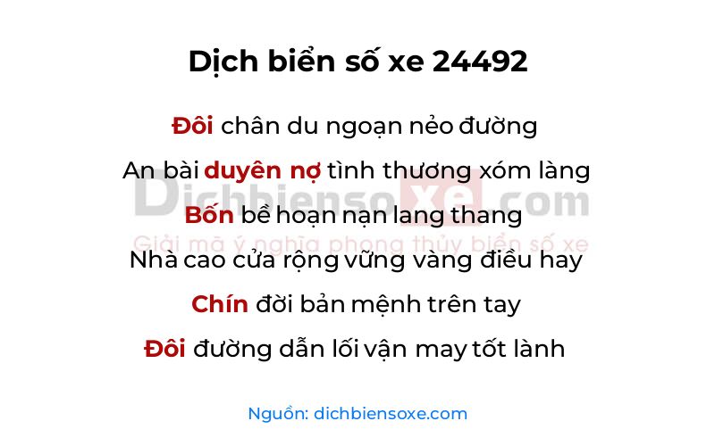 Dịch thơ biển số 24492