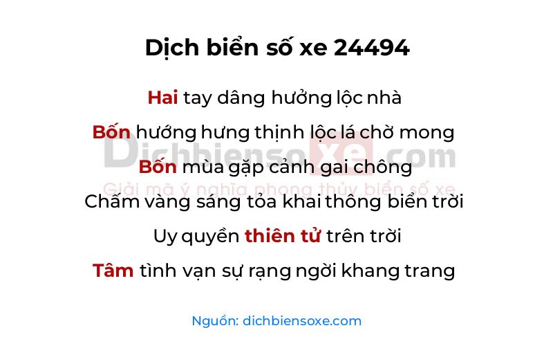 Dịch thơ biển số 24494