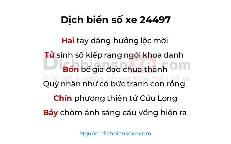 Dịch thơ biển số 24497